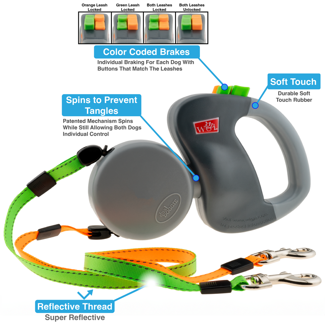 Two Dog Retractable Leash for Double Walks - Tangle Free 360 Two Dog Retractable Leash for Double Walks - Tangle Free 360