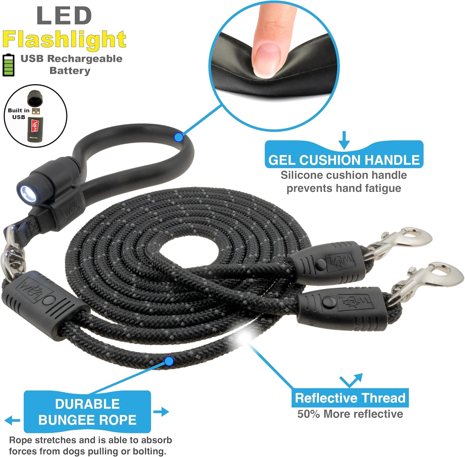 Wigzi - 2025 Edition -Dual Doggie Flex Walk with LED Two Dog Wigzi - 2025 Edition -Dual Doggie Flex Walk with LED Two Dog