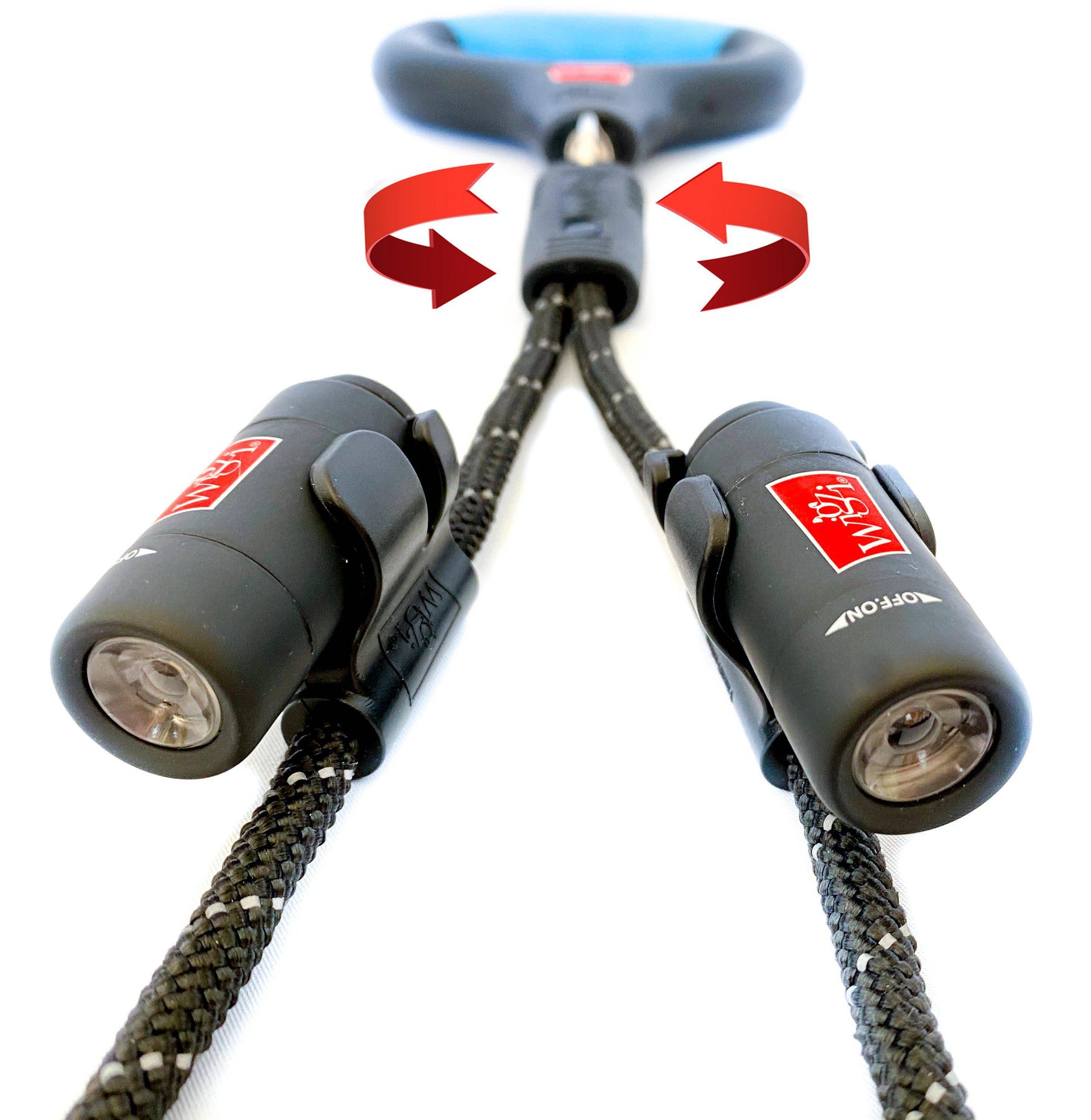 Rope Dual Dog Leash With Lights Rechargeable Wigzi